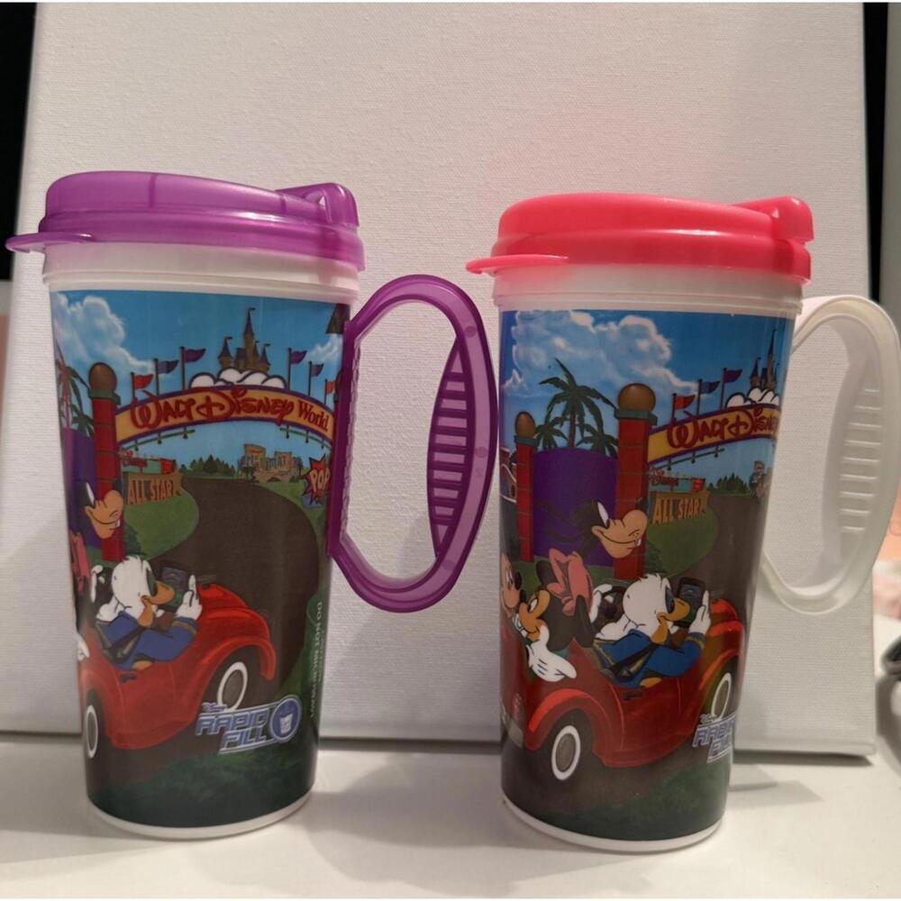 Walt Disney Refillable Mugs X2 Souvenir Great Condition